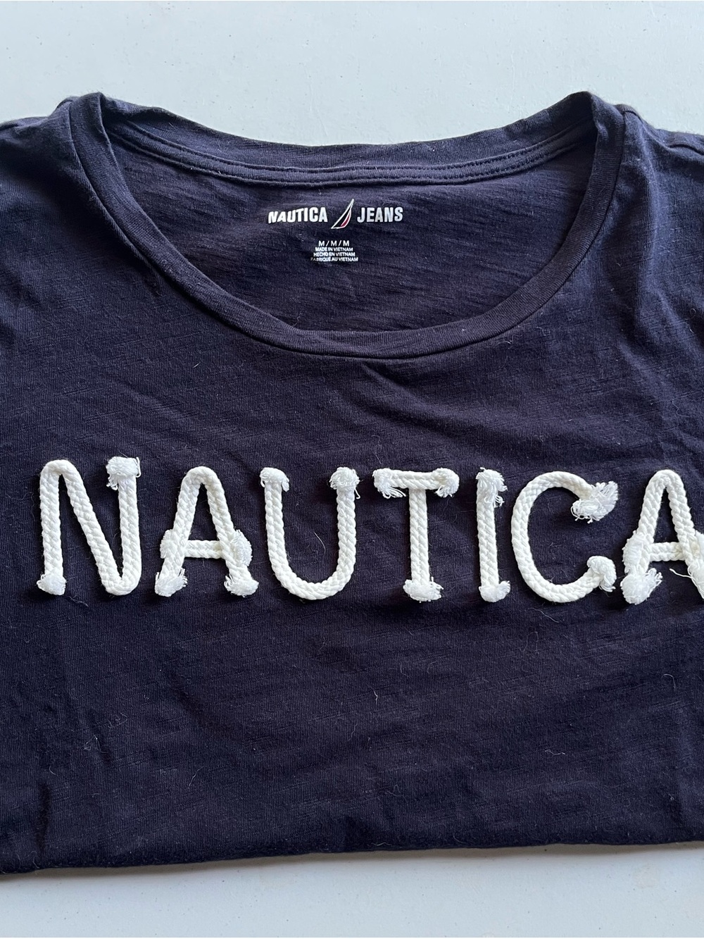 Nautica Navy Tee with White Rope Logo
